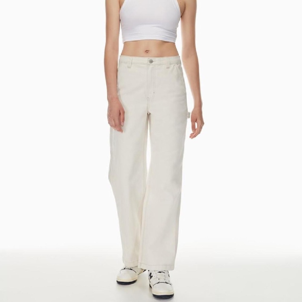 TNA Aritzia Cream ivory Wide Leg Jeans size 00 women 100% cotton